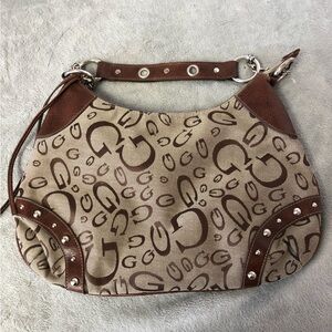 Guess Veneto 2 Tone Brown Logo Handbag